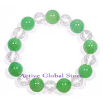 New Natural Green Aventurine & Cut Facet Clear Rock Crystal Quartz Stone Design Bracelet Love Gift, Size M
